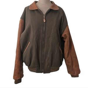 Golden Bear Vintage Men’s Varsity Bomber Loden Stripe Knit Jacket Size Large